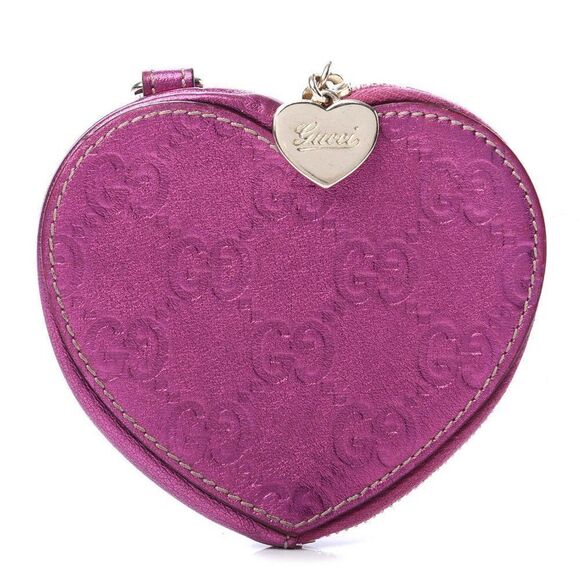 Gucci Handbags - Gucci Guccissima Heart Coin Purse Purple Authentic